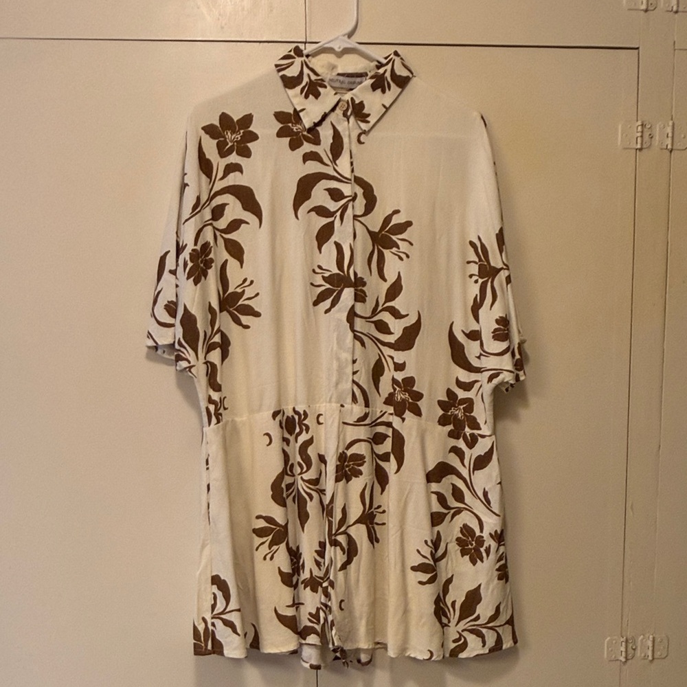 Brown Floral Button-Up Romper